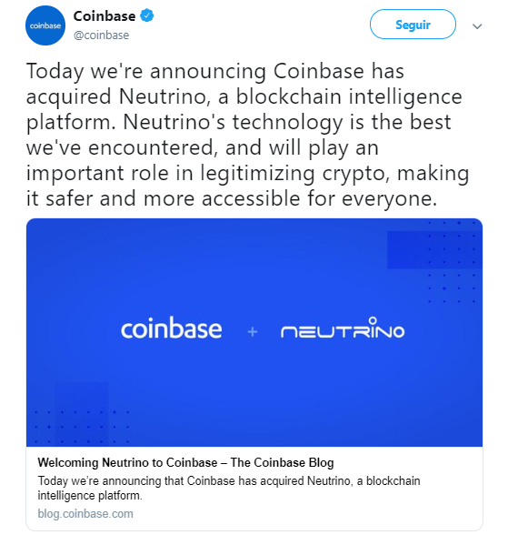 Exchange Coinbase Neutrino blockchain webitcoin