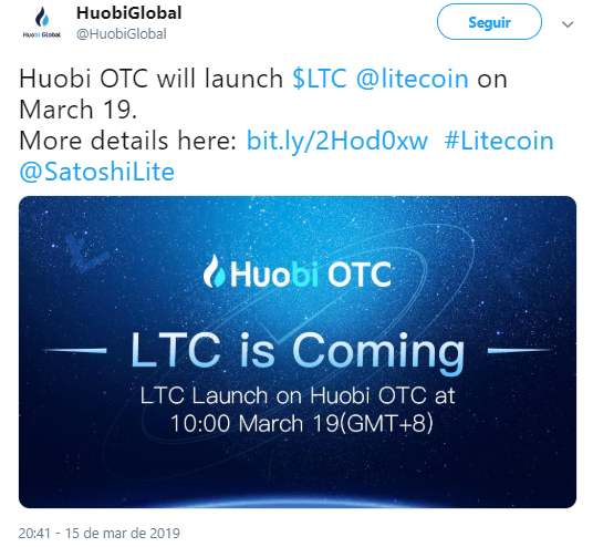 WeBitcoin: Mercado de Balcão da Huobi irá adicionar Litecoin (LTC)