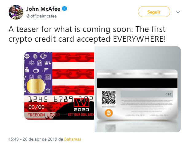 WeBitcoin: John McAfee anuncia lançamento de suposto cartão de débito de Bitcoin em parceria com a Visa