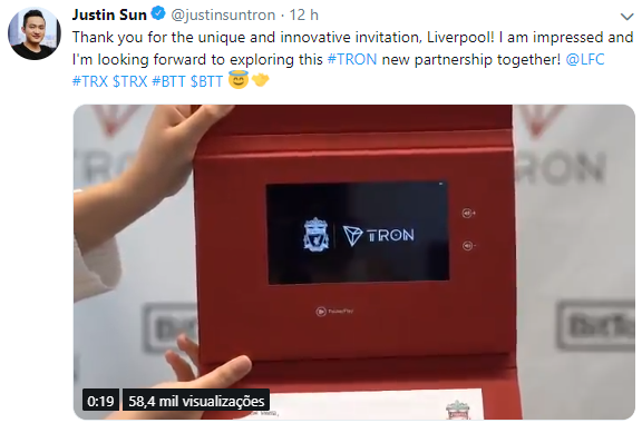 WeBitcoin: CEO da TRON anuncia suposta parceria com Liverpool Football Club