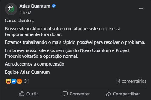 Com sites fora do ar, Atlas Quantum anuncia seu fim! 